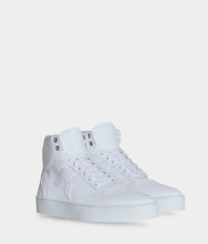 Charger l'image dans la galerie, Sneaker Matéo montante biosourcée & recyclée blanche 3/4 face - Tennis éthique, écoresponsable et vegan