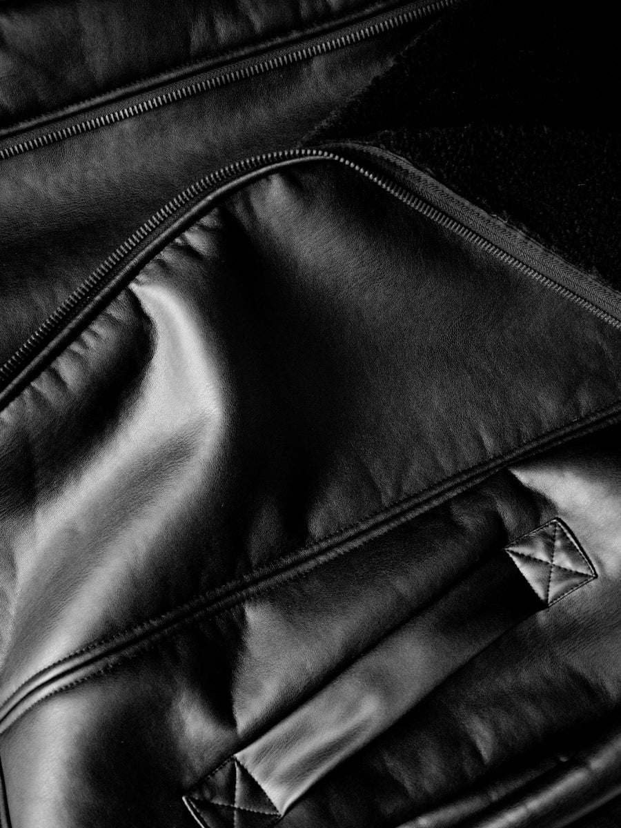 Alba - Veste bomber en sherpa avec touches de cuir vegan