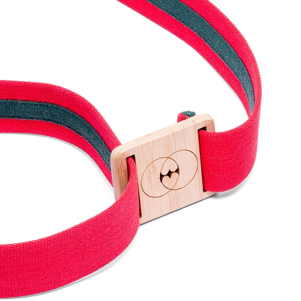 Vegan belt made with recycled cotton and bamboo buckle - VESICA PISCIS FOOTWEARceinture écologique rouge