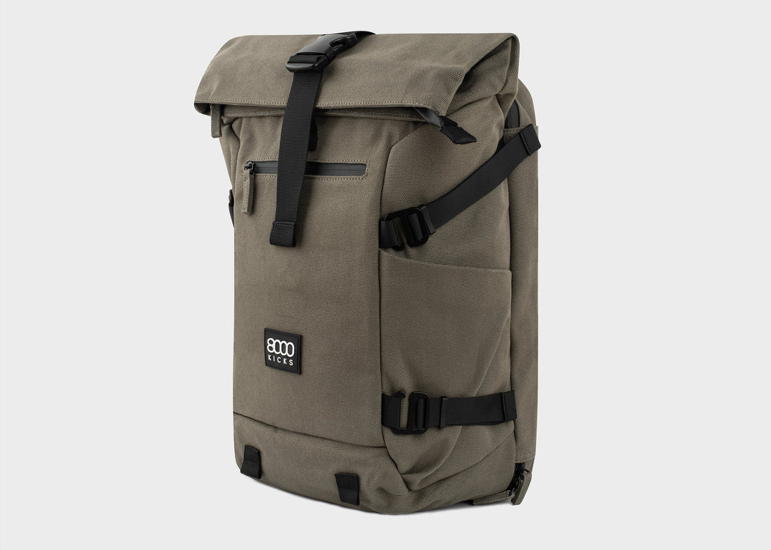 Grand sac à dos écologique en chanvre khaki pour randonnée ou weekend