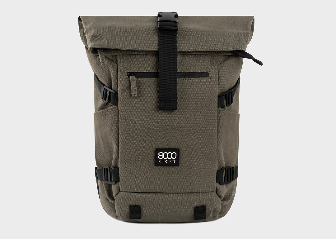 Grand sac à dos écologique en chanvre khaki pour randonnée ou weekend