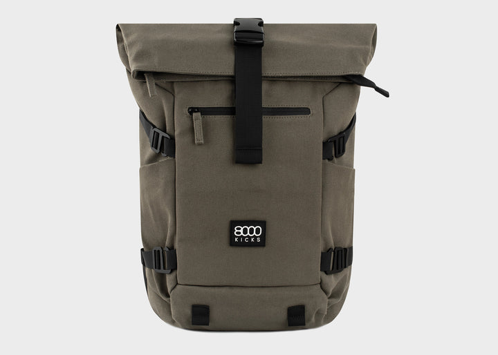 Grand sac à dos écologique en chanvre khaki pour randonnée ou weekend