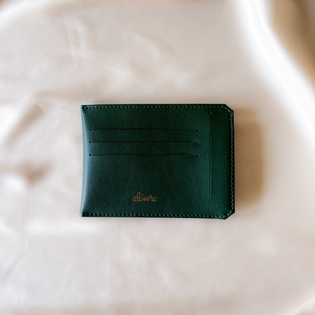 portefeuille en cuir vegan vert