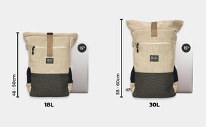 Sac à dos en chanvre Waterproof - Beige and Green