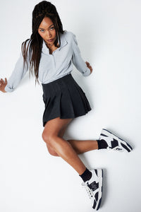Baskets streetwear marine argenté et blanches