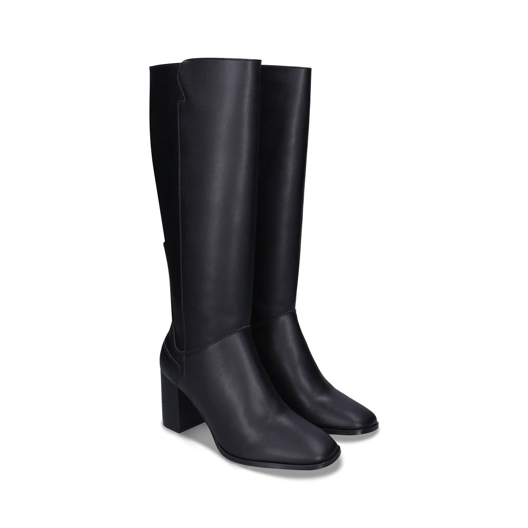 Bottes noires à talon en cuir vegan