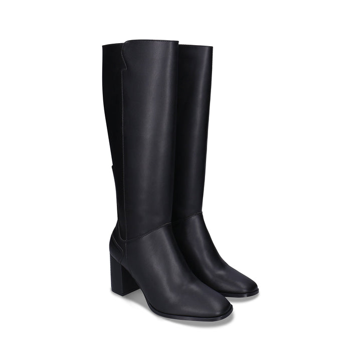 Bottes noires à talon en cuir vegan