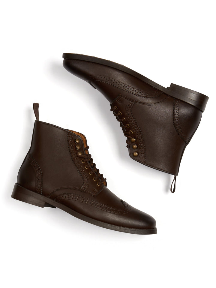 bottines marron à lacet avec motifs brogues