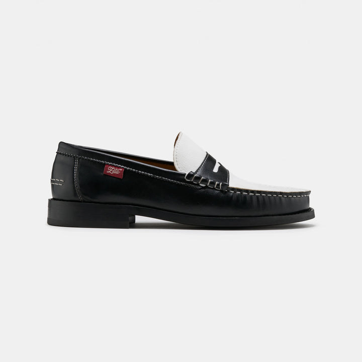 mocassin noir et blanc unisexe en cuir d&