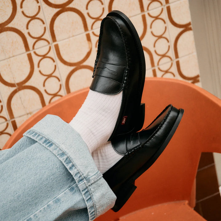 mocassins vegan noir en cuir d&
