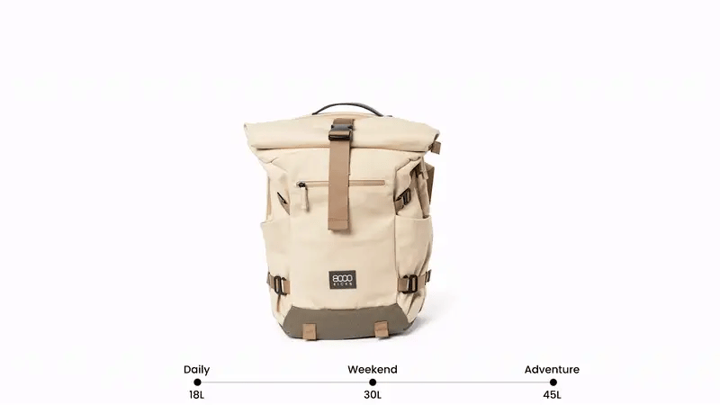 Nomad sac à dos en chanvre - Beige and Green