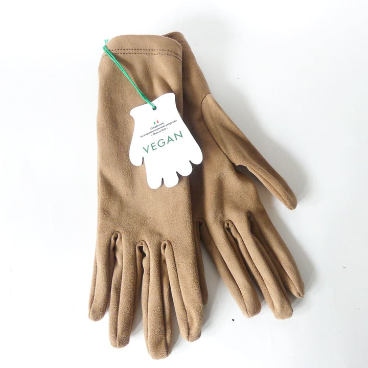 gants vegan effet suede daim camel