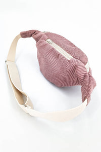 sac banane éco responsable en velour cotelé rose