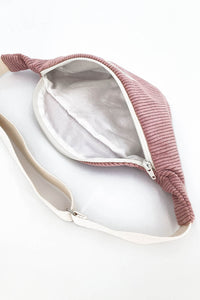 sac banane éco responsable en velour cotelé rose