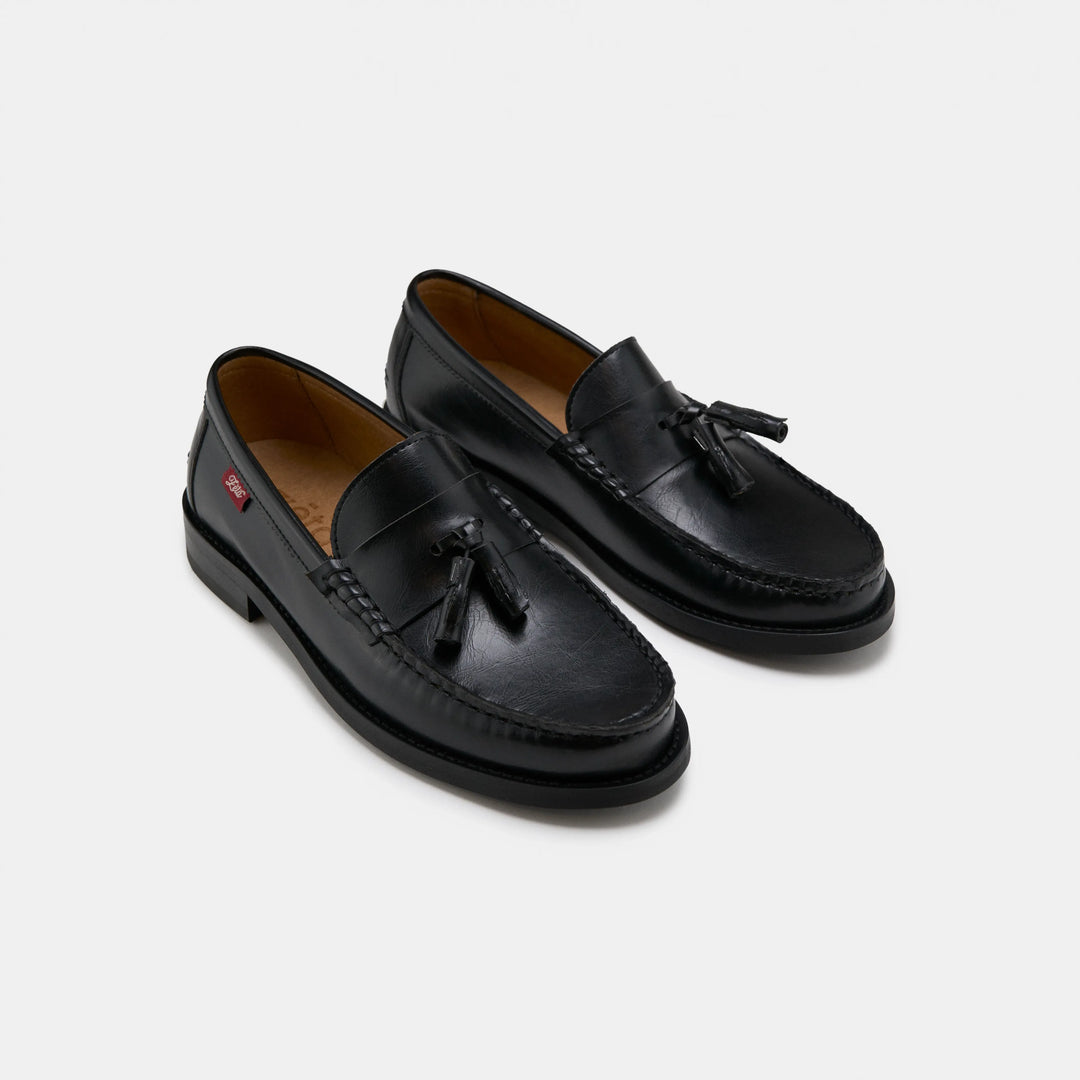 mocassin à gland noir en cuir d&