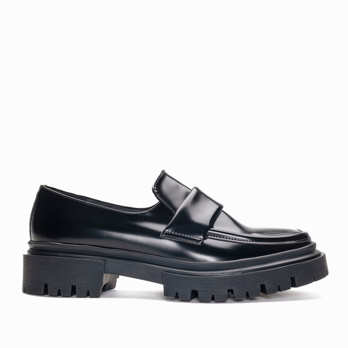 Mocassins noirs en cuir vegan femme