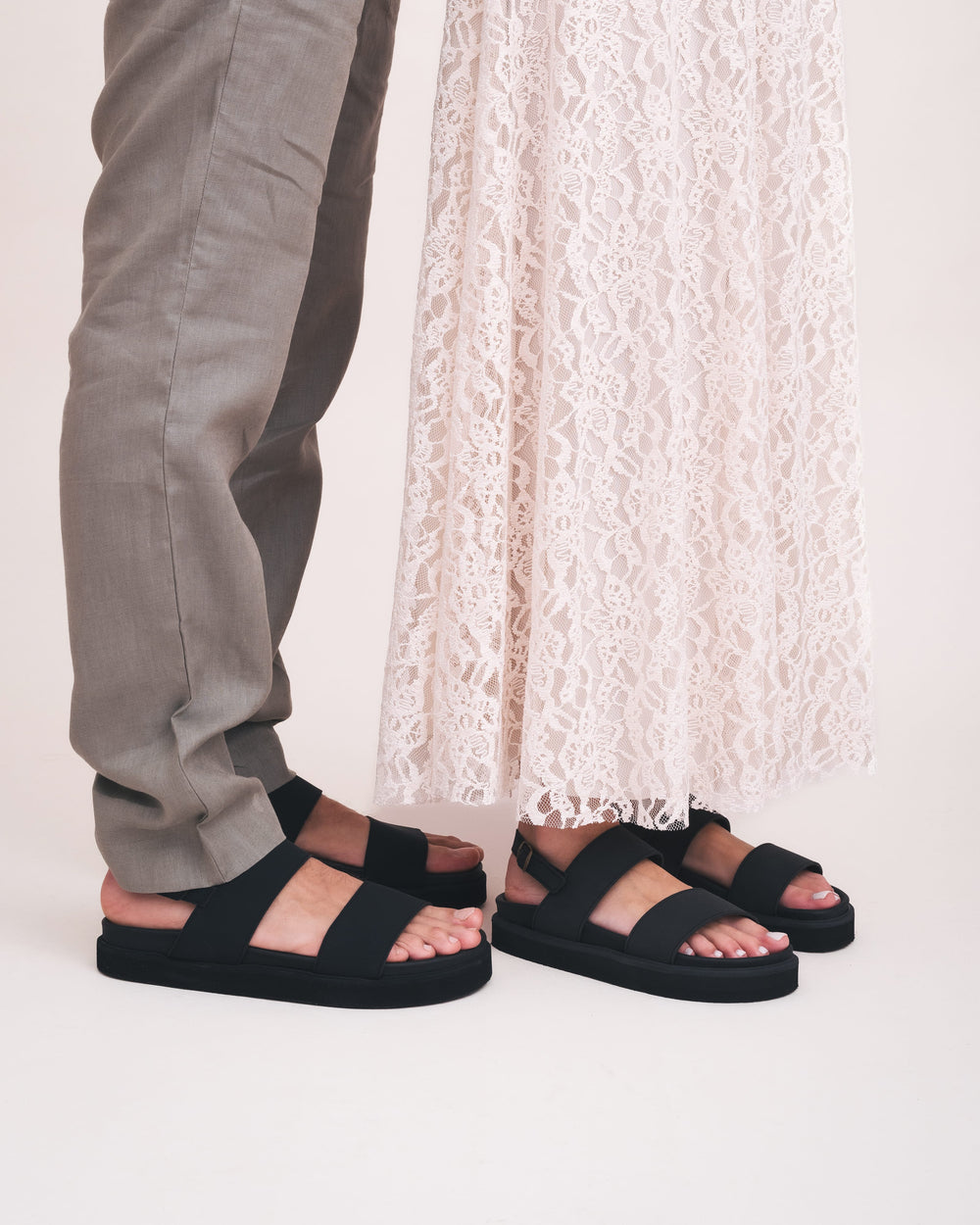 unisex vegan slingback padded platform sandals