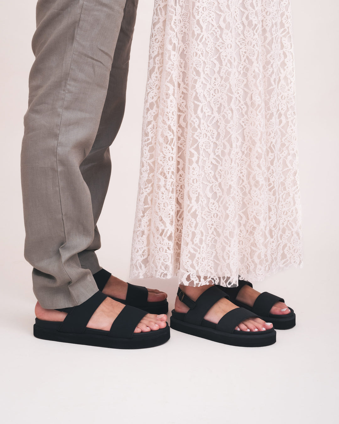unisex vegan slingback padded platform sandals