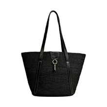 Charger l'image dans la galerie, Sac à main vegan made in france Anjara panier en raphia noir et Uppeal alternative au cuir traditionnel, design intemporel, citadin look parisien et durable