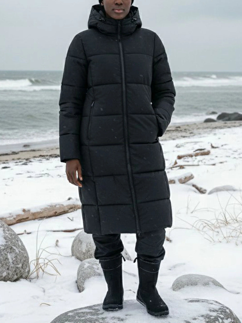 long puffer vegan woman