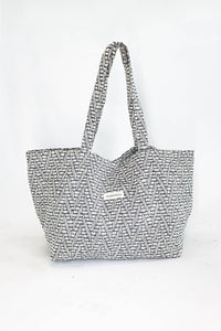 grand sac cabas jacquard noir et blanc