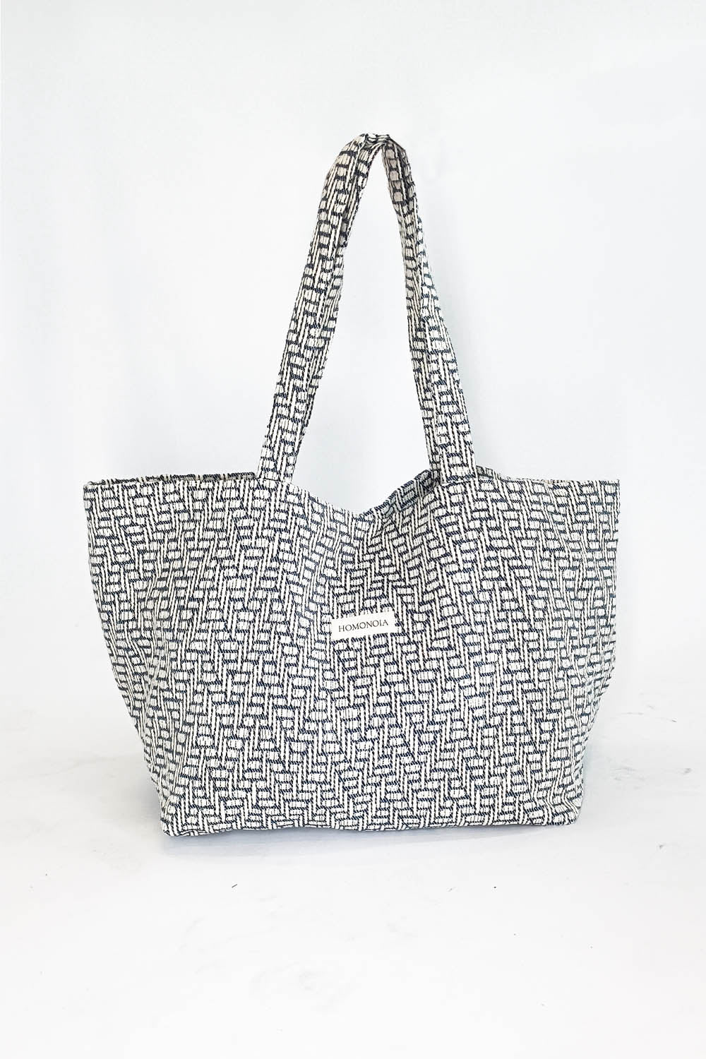 grand sac cabas jacquard noir et blanc