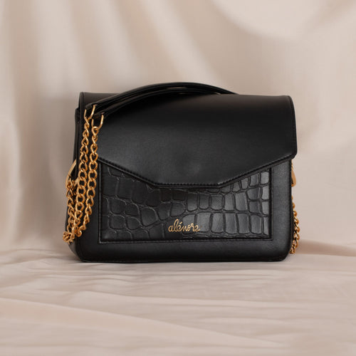 sac vegan en cuir de pomme noir marque française Alénore