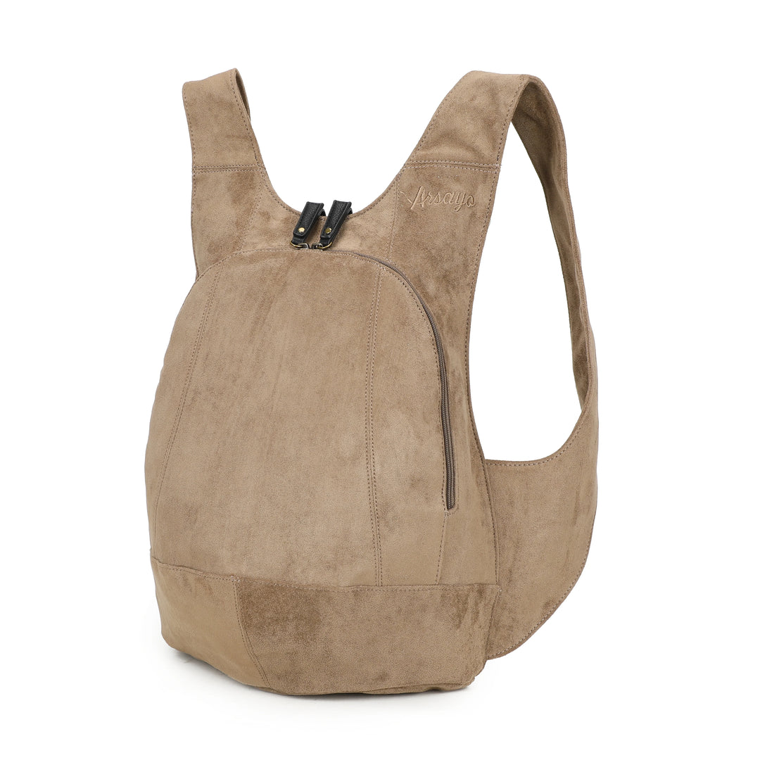 sac à dos en suedine vegan camel