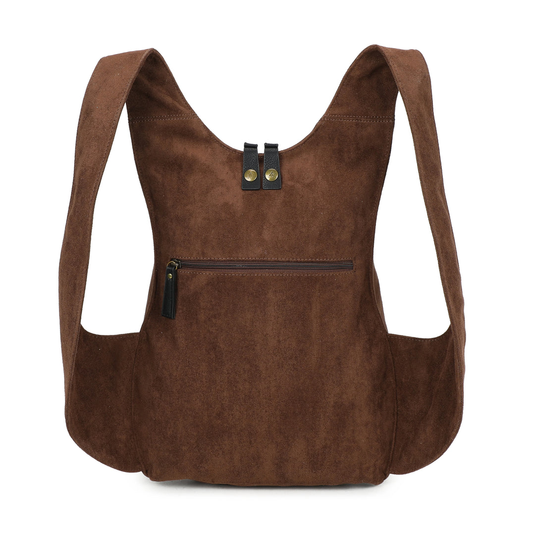 sac à dos en suedine marron vegan