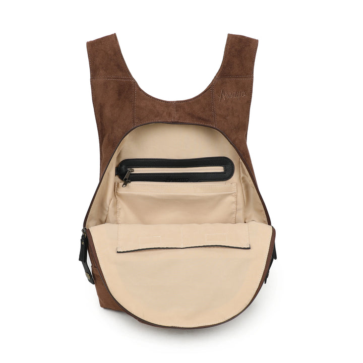 sac à dos en suedine marron vegan