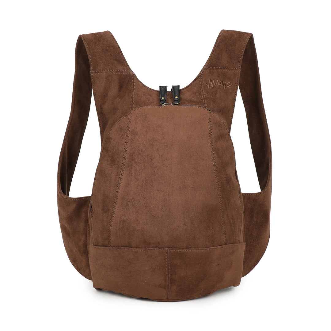 sac à dos en suedine marron vegan