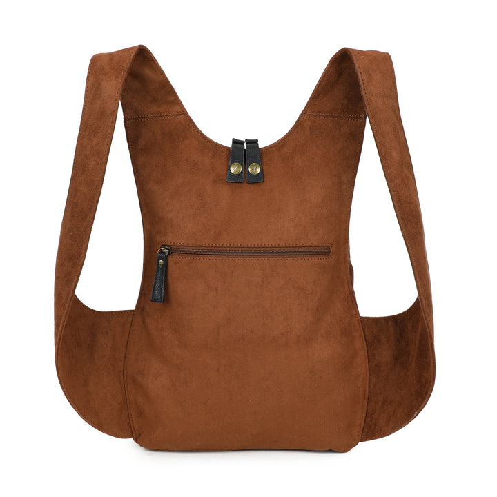 sac à dos en suedine vegan camel