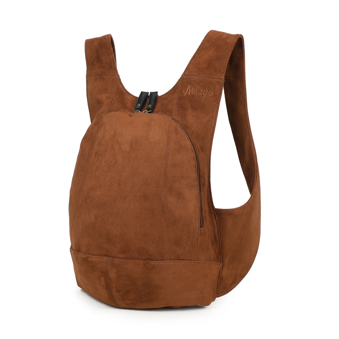 sac à dos en suedine vegan camel