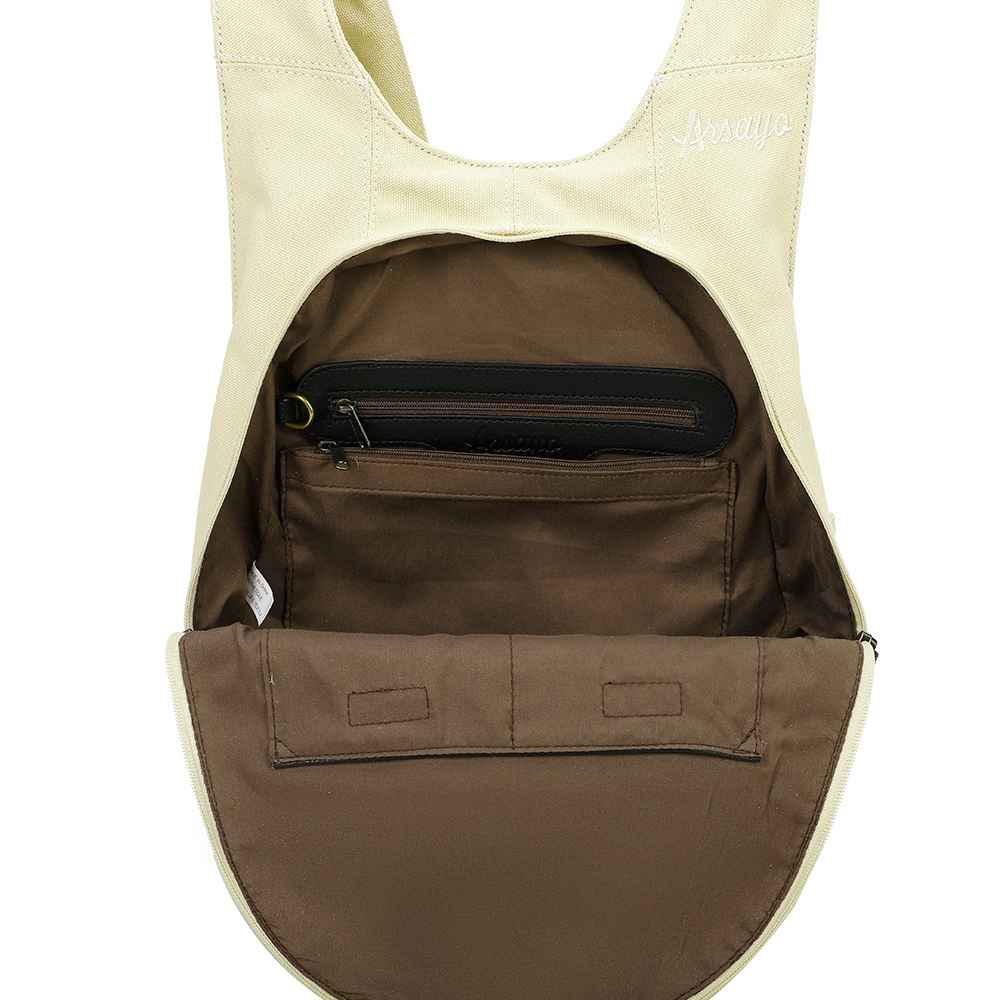 Sac à dos Estival Arsayo beige toile confortable ergonomique antivol sécurise vegane interieur