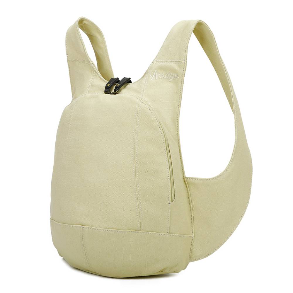 Sac à dos Estival Arsayo beige toile confortable ergonomique antivol sécurise vegane cote