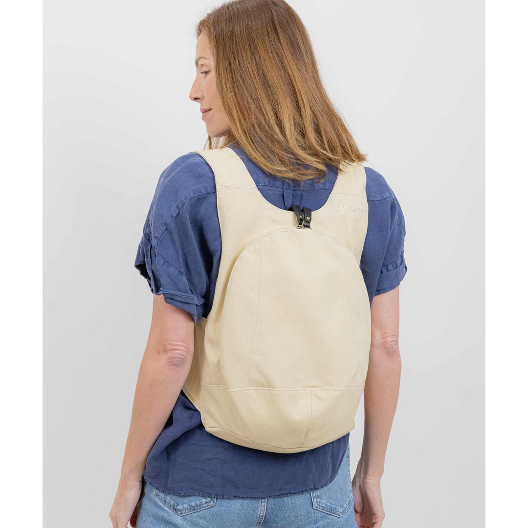 Sac à dos Estival Arsayo beige toile confortable ergonomique antivol sécurise vegane porte