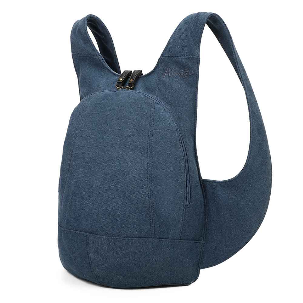 Sac à dos Estival Arsayo bleu marine jean toile confortable ergonomique antivol sécurise vegane cote