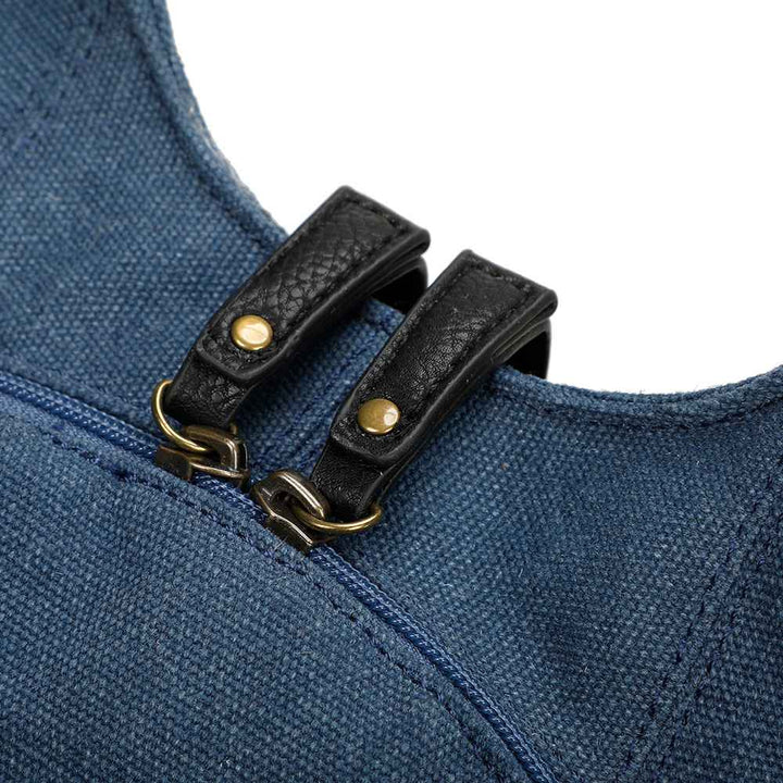 Sac à dos Estival Arsayo bleu marine jean toile confortable ergonomique antivol sécurise vegane fermeture
