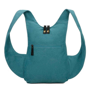 Sac à dos Estival Arsayo bleu turquoise toile confortable ergonomique antivol sécurise vegane arriere