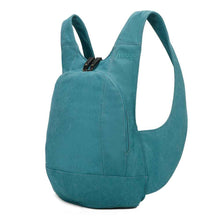 Charger l&#39;image dans la galerie, Sac à dos Estival Arsayo bleu turquoise toile confortable ergonomique antivol sécurise vegane cote