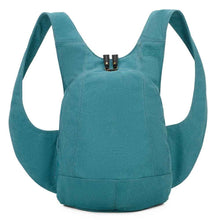 Charger l&#39;image dans la galerie, Sac à dos Estival Arsayo bleu turquoise toile confortable ergonomique antivol sécurise vegane face