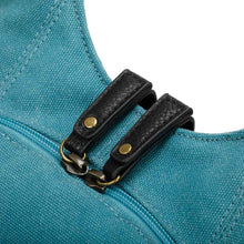 Charger l&#39;image dans la galerie, Sac à dos Estival Arsayo bleu turquoise toile confortable ergonomique antivol sécurise vegane fermeture
