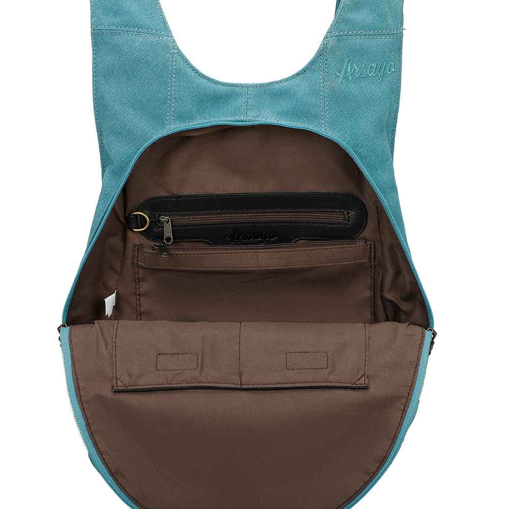 Sac à dos Estival Arsayo bleu turquoise toile confortable ergonomique antivol sécurise vegane interieur