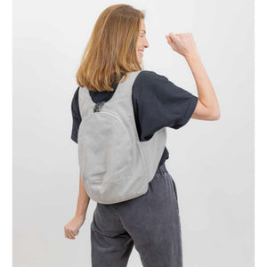 Sac à dos Estival Arsayo gris clair toile confortable ergonomique antivol sécurise vegane porte
