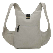 Charger l&#39;image dans la galerie, Sac à dos Estival Arsayo gris clair toile confortable ergonomique antivol sécurise vegane arriere