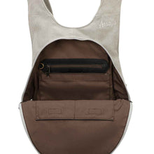 Charger l&#39;image dans la galerie, Sac à dos Estival Arsayo gris clair toile confortable ergonomique antivol sécurise vegane interieur