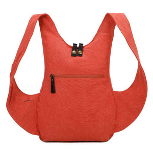Sac à dos Estival Arsayo orange saumon corail toile confortable ergonomique antivol sécurise vegane arriere