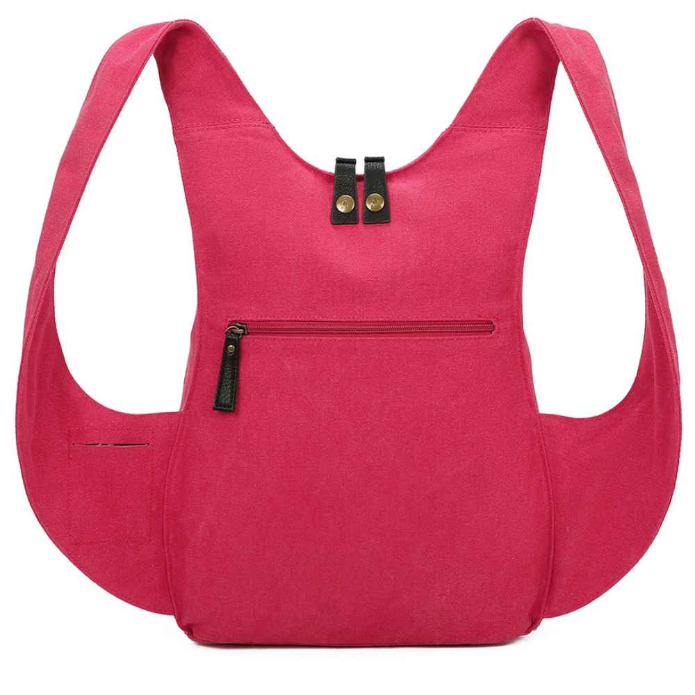 Sac à dos Estival Arsayo rose fuchsia toile confortable ergonomique antivol sécurise vegane arriere