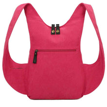 Charger l&#39;image dans la galerie, Sac à dos Estival Arsayo rose fuchsia toile confortable ergonomique antivol sécurise vegane arriere