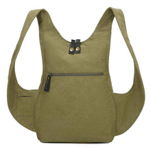 Charger l&#39;image dans la galerie, Sac à dos Estival Arsayo vert kaki toile confortable ergonomique antivol sécurise vegane arriere
